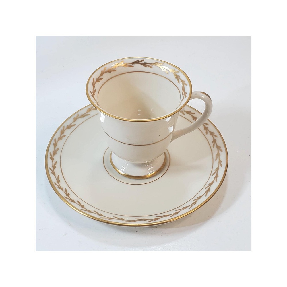 Vtg Franciscan Beverly Demitasse Cup and Saucer Gold Trim Made in California MCM - Picture 1 of 10